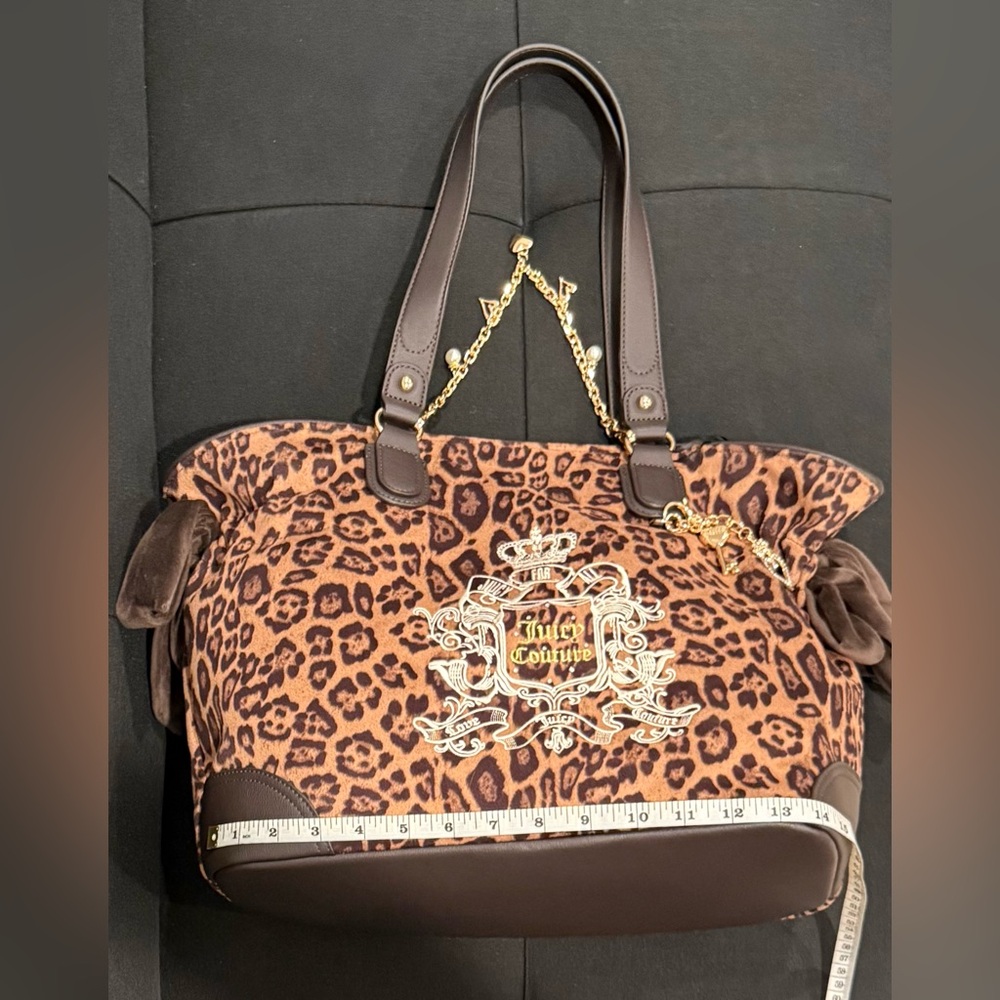 👑🤎 Juicy Couture Juicy for All Velour Leopard Print Tote Bag & Wristlet Set - Picture 16 of 17